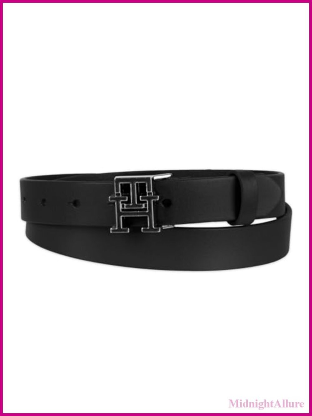 Genuine Leather Skinny Belt Enamel Plaque Buckle 1 Inch Slim
